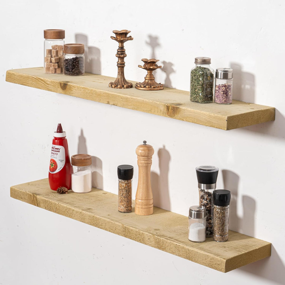 Fun Memories Floating Shelves for Wall Decor, 36"x8" Rustic Reclaimed Wood Shelves, Heavy-Duty Wall
