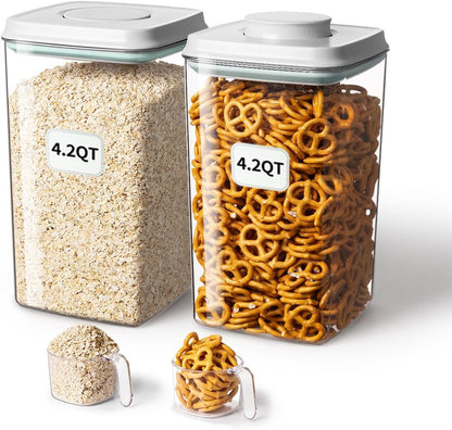 Ankou Airtight Food Storage Container with Pop Lid & 130ml Scoop, 4L/4.2qt *2 BPA-Free Cereal