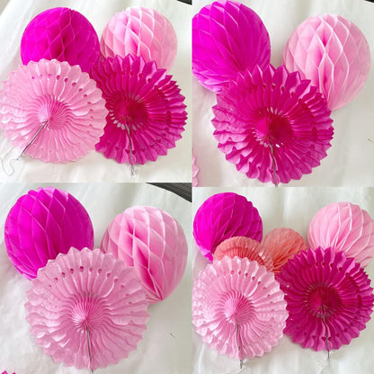 12pcs 6'' 8'' Honeycomb Balls Tissue Paper Fans Party Honeycomb Ball Fans Wall Decorations Tissue