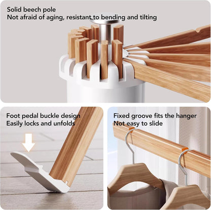 Clothes Drying Rack Tripod,Drying Rack Clothing,Laundry Drying Rack,Floor Standing,16 Wooden