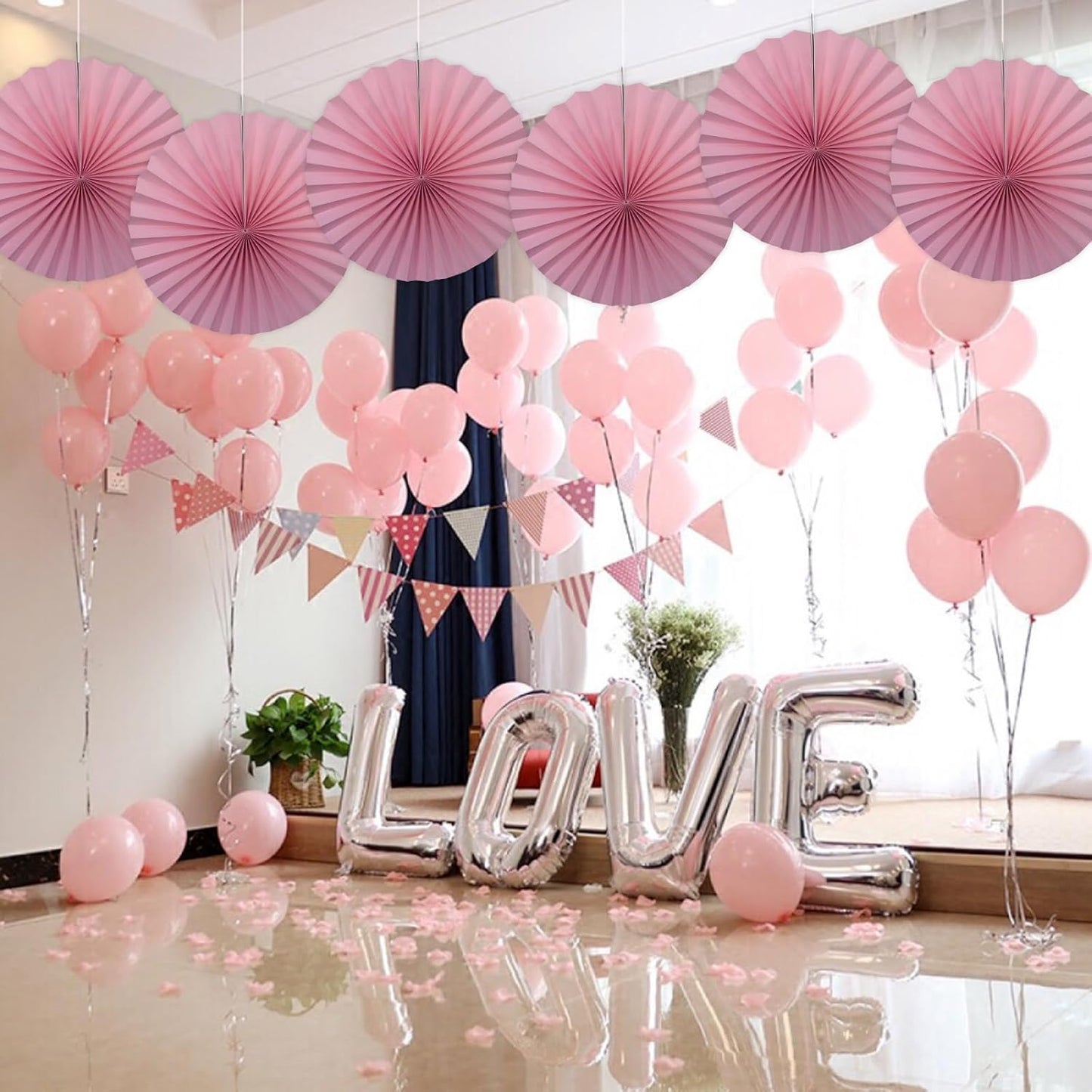 Pink Party Decorations,Pink Paper Decorations for Party,Baby Shower Decorations Party Paper Fans