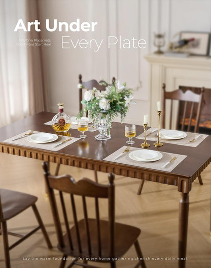 Leetaltree Beige Placemats Set of 8 - Heat Resistant Non-Slip Place mats for Dining Table, Washable