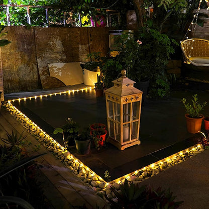 YEGUO 2 Packs Each 33ft 100 LED Solar Rope Lights Outdoor Waterproof, Warm White String Lights for