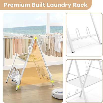 APEXCHASER Drying Rack for Clothing Foldable, Metal Laundry Rack Collapsible, Ultra Thin Gullwing