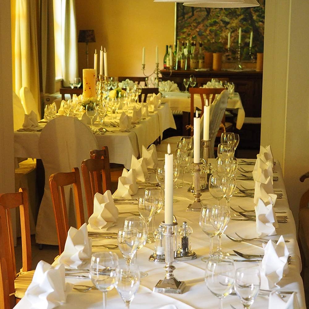 GenSwin Flameless Flickering Taper Candles with 2 Remote Controls and Timer, Real Wax 3D Wick Light