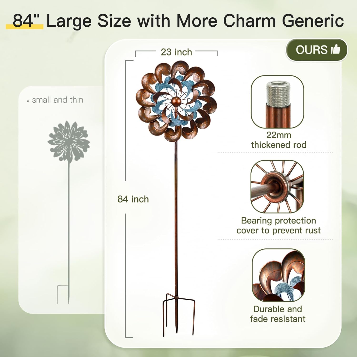 Wind Spinners for Yard and Garden Large, 84 Inch Wind Spinners Outdoor Metal, Wind Sculptures &