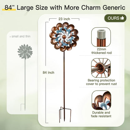 Wind Spinners for Yard and Garden Large, 84 Inch Wind Spinners Outdoor Metal, Wind Sculptures &