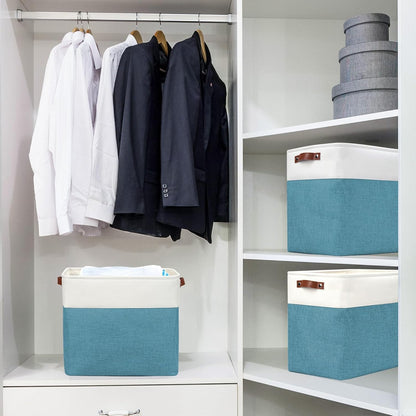 Large Fabric Storage Baskets | 50L Storage Bins, Decorative Linen Closet Baskets with Handles for