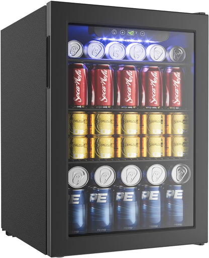 EUHOMY 100 Can Beverage Refrigerator cooler-Mini Fridge Glass Door for Beer Drinks Wines
