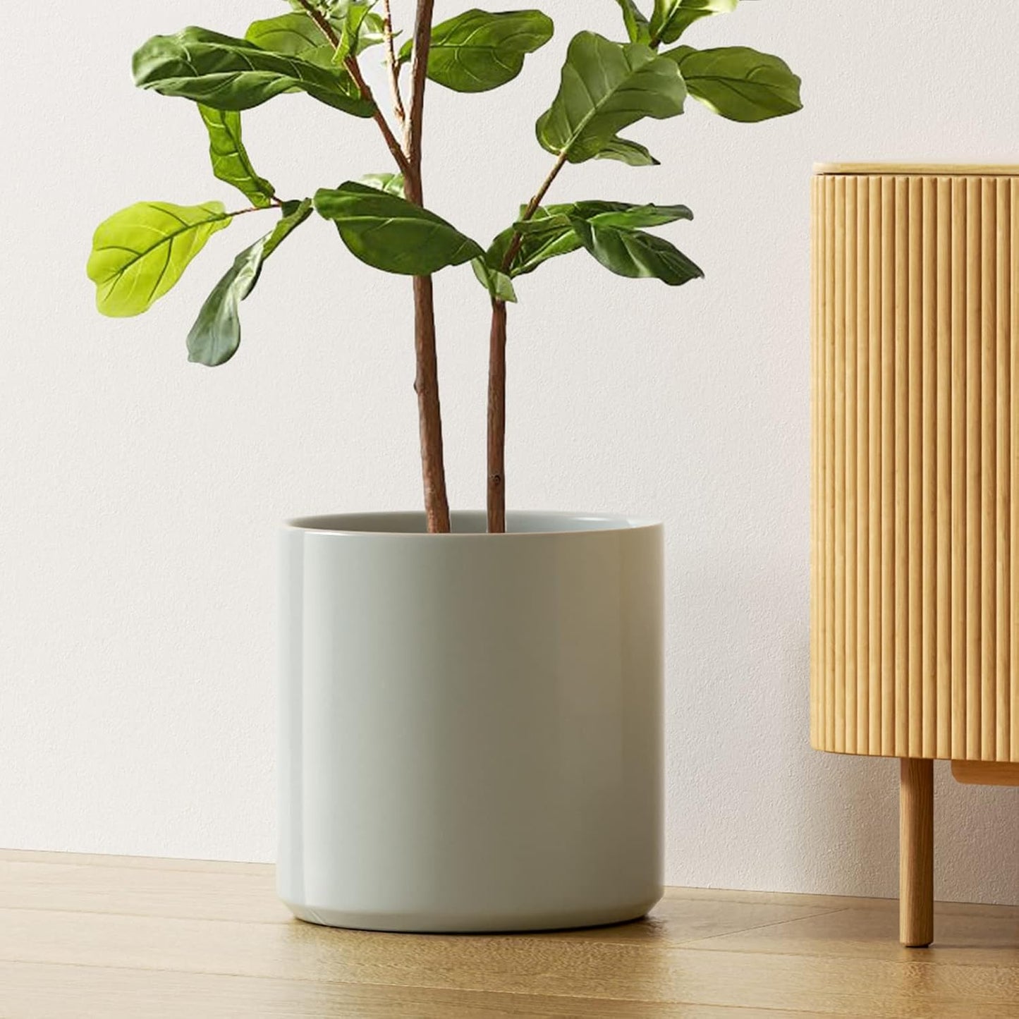 LE TAUCI 12 Inch Pots for Plants, Ceramic Large Plant Pot for Indoor Plants, Mid-Century Modern