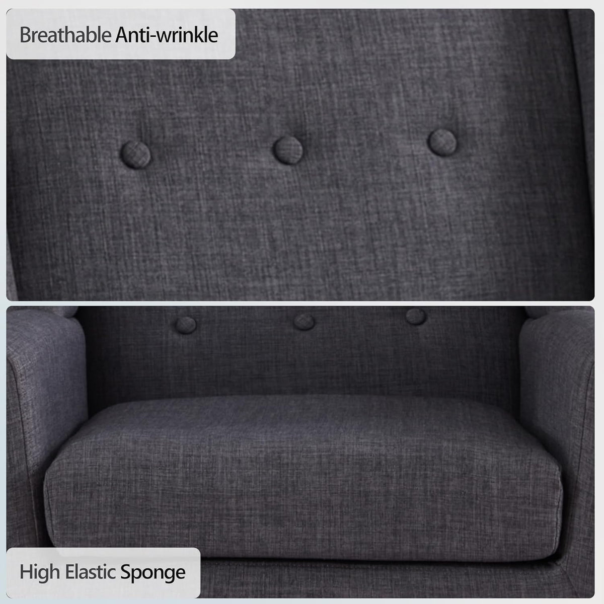 HUIMO Button-Tufted Accent Chairs Set of 2,Upholstered Reading Living Room Chair,Mid Century Modern