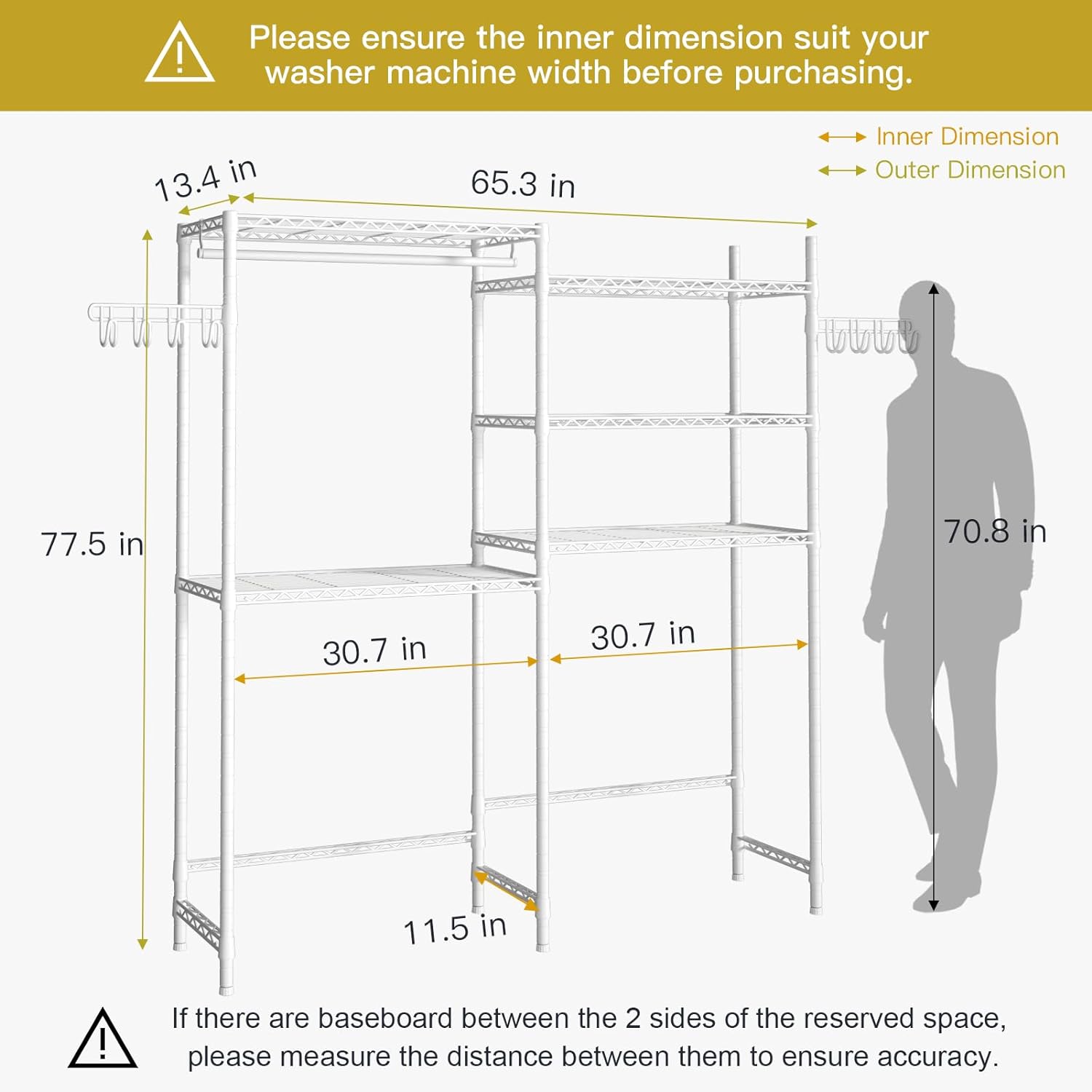 Ulif U6 Clothes Drying Rack, 5-Tier Over Washer and Dryer Laundry Room Storage and Organizer
