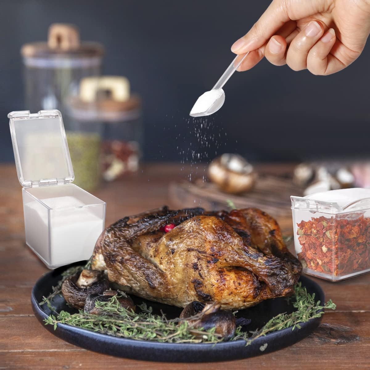 Clear Seasoning Box 4 PCS/Set, Acrylic Seasoning Rack Seasoning Storage Container Condiment Jar