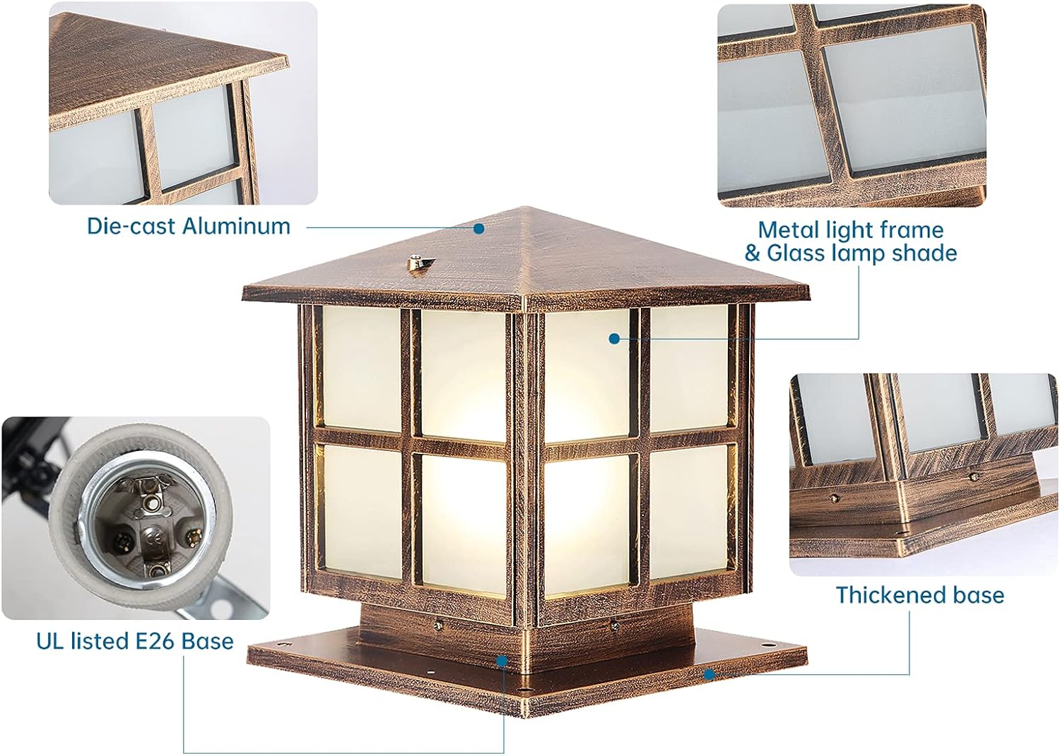 SLAWA Outdoor Post Lights Fixture, Modern Yard Entry Outdoor Column Lights with Aluminum Housing
