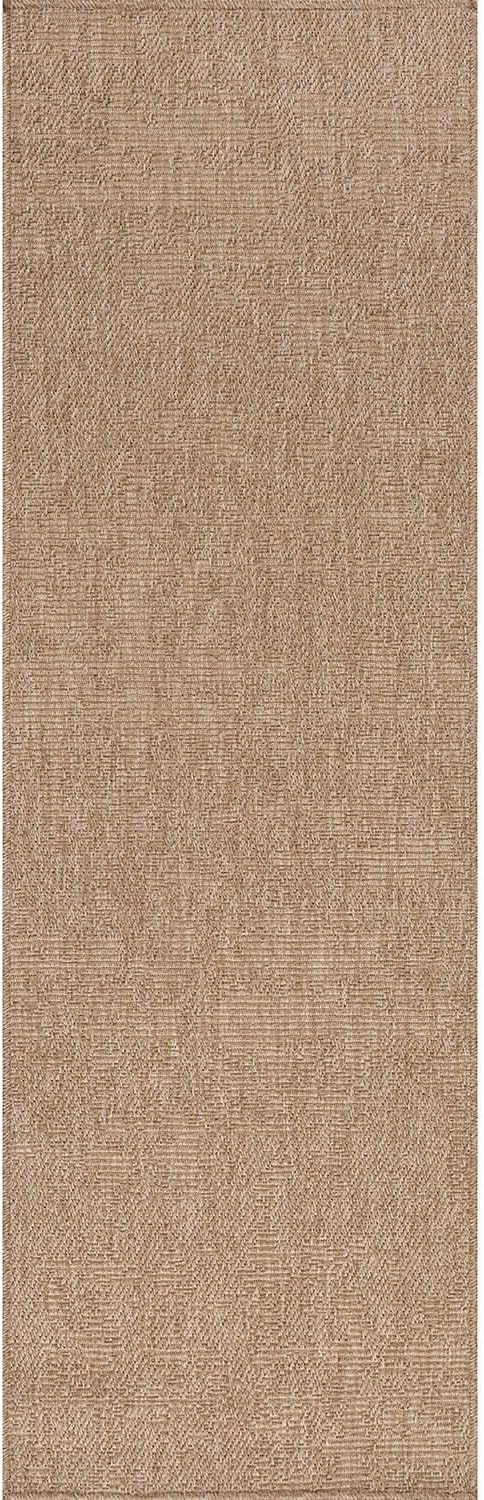 CAMILSON Indoor and Outdoor Runner Rug Natural Solid Boho Woven Design Easy-Cleaning Non Shedding