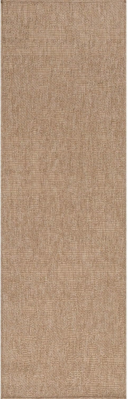CAMILSON Indoor and Outdoor Runner Rug Natural Solid Boho Woven Design Easy-Cleaning Non Shedding