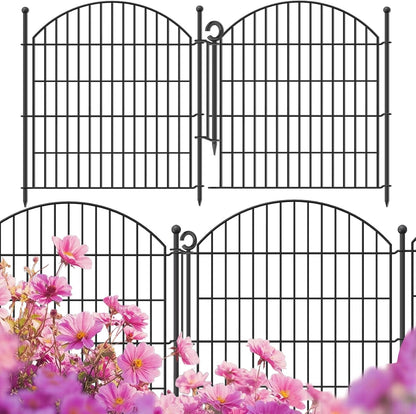 Decorative Garden Fence 32in (H) x12ft (L), 5 Pack No Dig Fence Animal Barrier for Dog with Lock