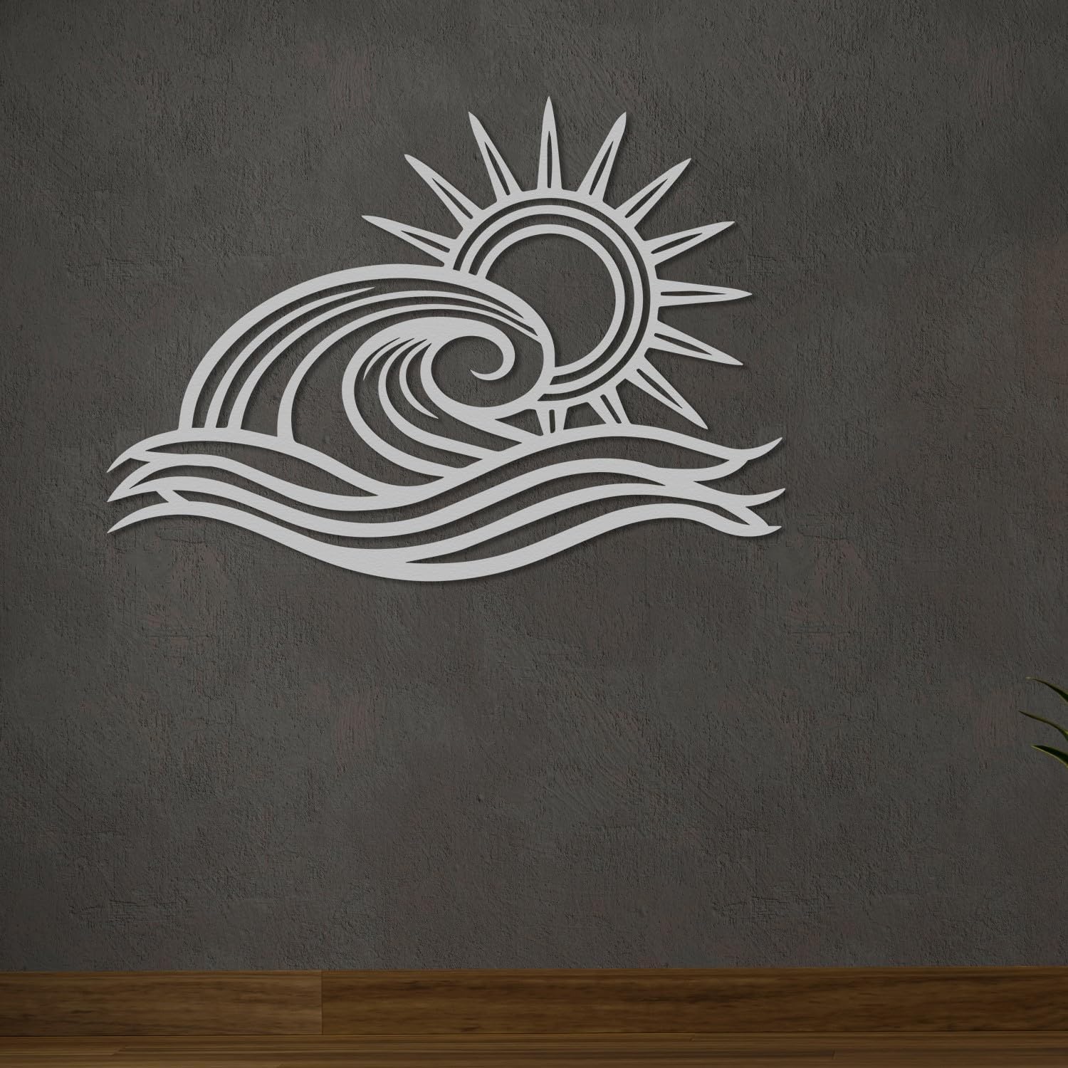 Wita Home Ocean Wave Metal Wall Art, Sun Beach Decor, Coastal Large Wall Sculpture for Home