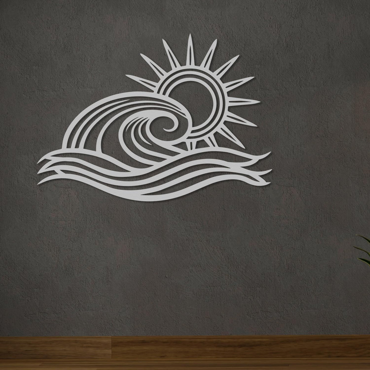 Wita Home Ocean Wave Metal Wall Art, Sun Beach Decor, Coastal Large Wall Sculpture for Home