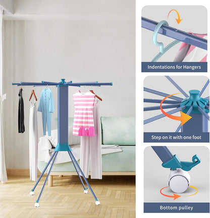 Clothes Drying Rack Foldable & Collapsible Drying Racks with 4-Leg Octopus Design, Large Capacity