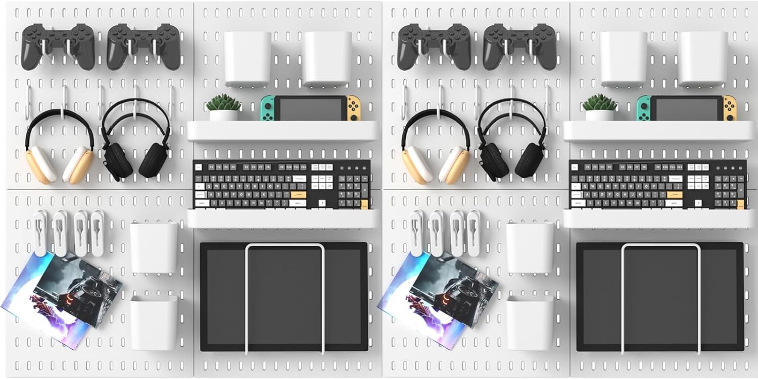 Pegboard Combination Kit, 25.2" x 50.4" Wall Mounted Storage Set with 8 Pegboards & 40 Accessories