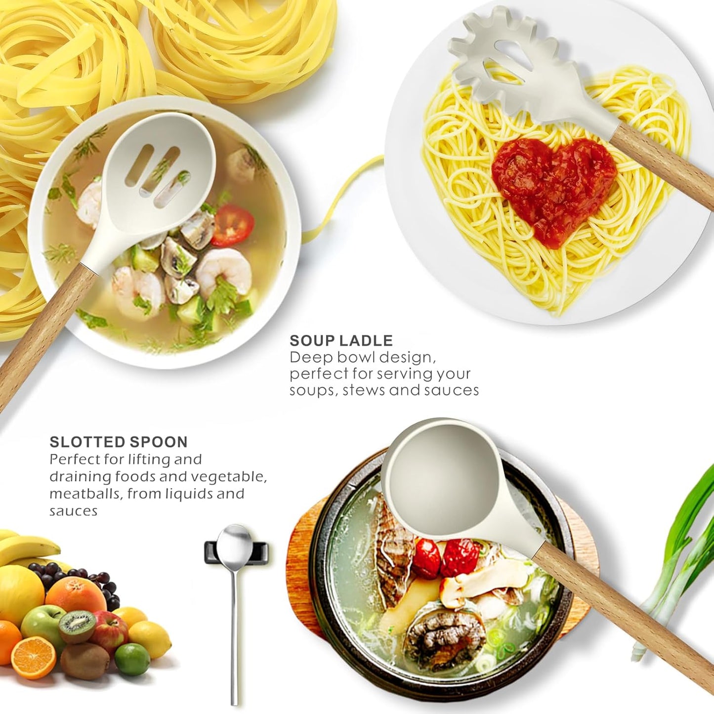 Silicone Cooking Utensils Set - 446°F Heat Resistant Silicone Kitchen Utensils for Cooking,Kitchen