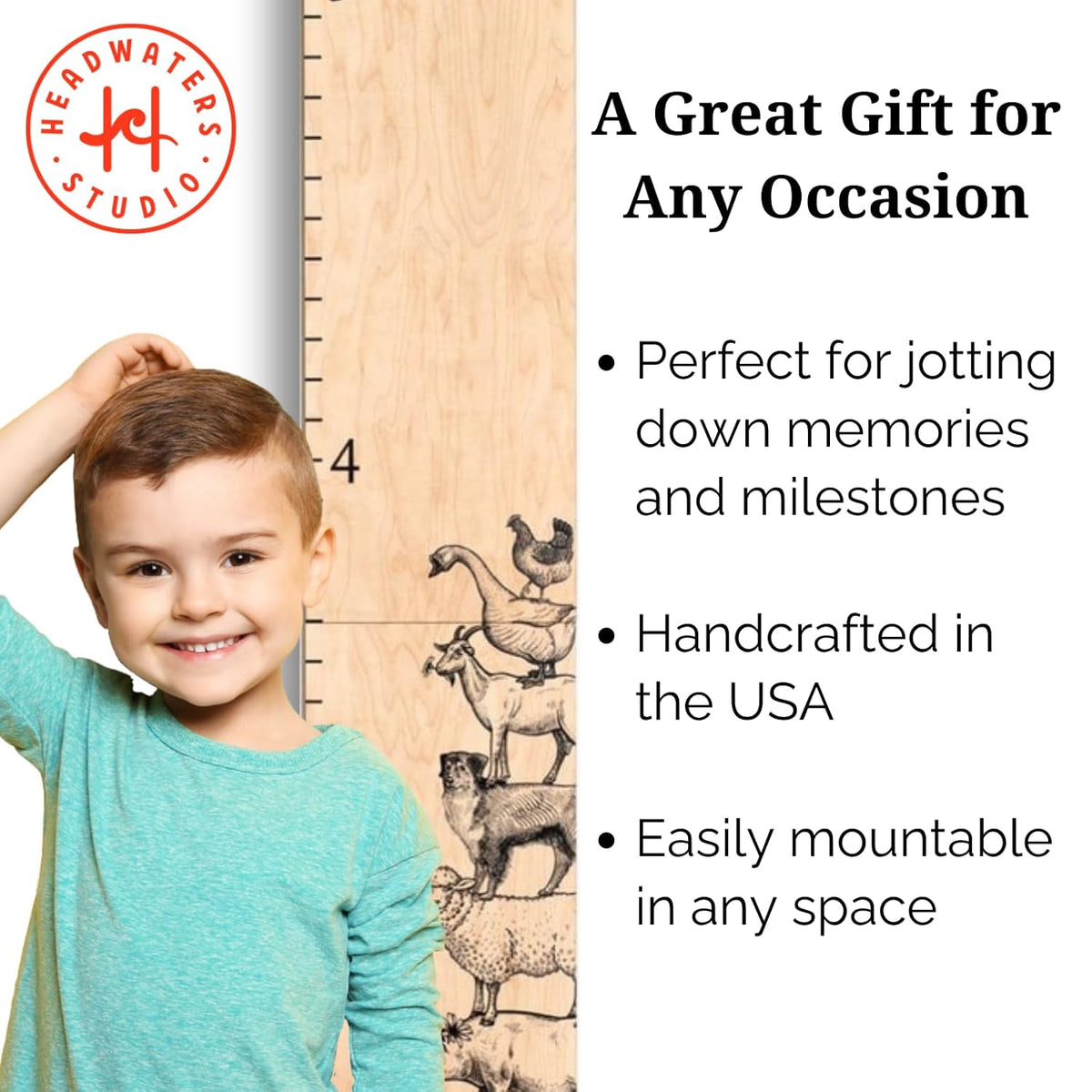 Wooden Growth Chart – Kids Height Chart, Wall Measurement for Kids, Height Chart for Wall, Growth