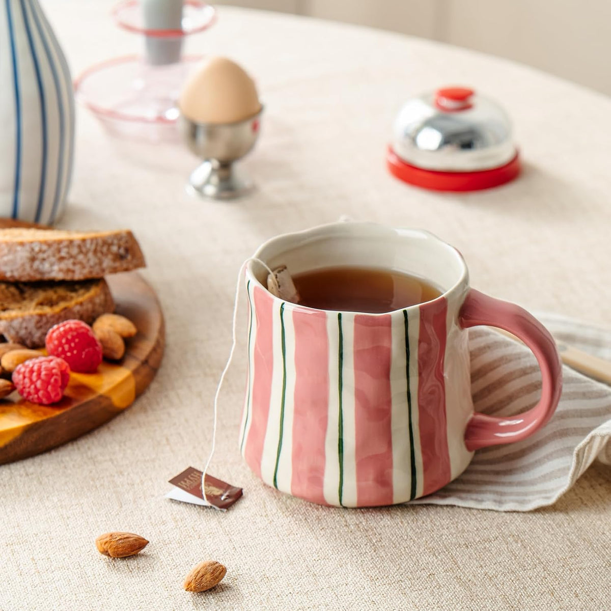 Vibrant Striped Ceramic Coffee Mug - Unique Red Design, 12oz, Microwave & Dishwasher Safe, Perfect