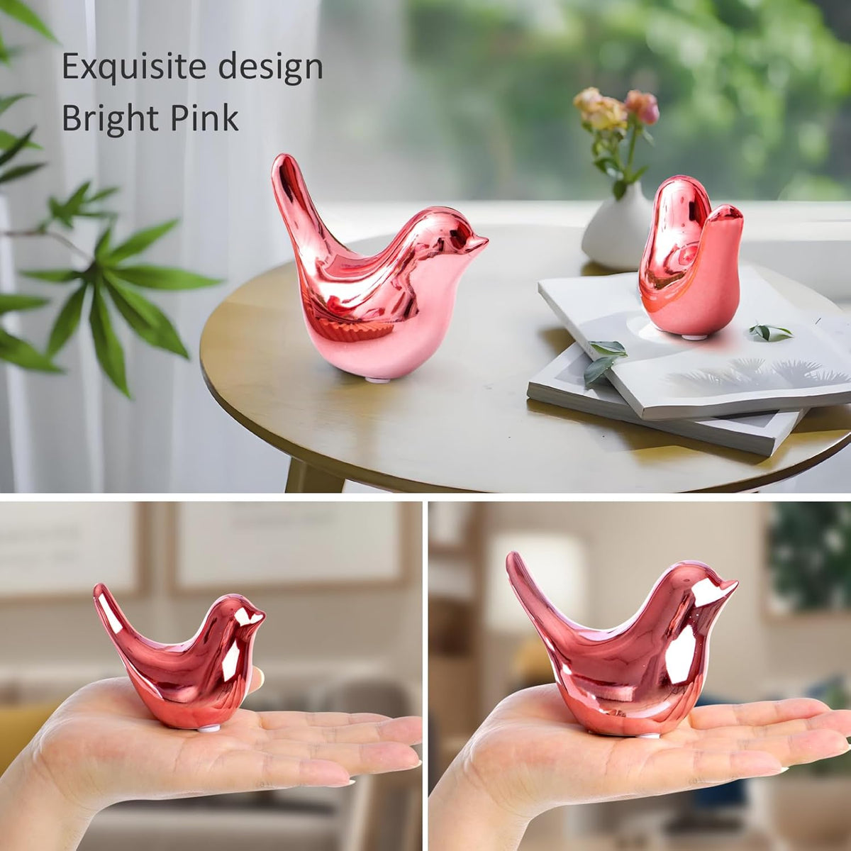 Notakia Small Birds Statues Pink Home Decor Modern Style Decorative Ornaments for Living Room