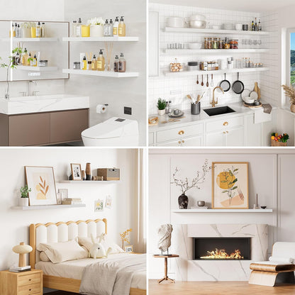 Heimlove Floating Shelves for Wall 36 Inches Long,9.3" Deep White Floating Shelf Set of 2,Wall