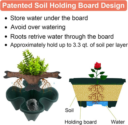 DUNCHATY Stackable Planter, Vertical Garden Planter with Wheels and Tools, Self Watering Strawberry