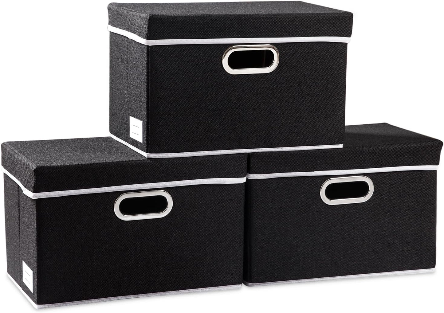 PRANDOM Foldable Storage Box with Lid [3-Pack] Fabric Collapsible Storage Bin Organizer Container