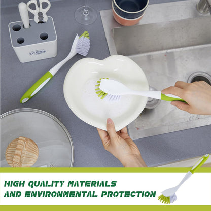 Hsei 20 Pcs Light Green Kitchen Scrub Dish Brush Bulk with 11 Inch Anti Slip Handle Cleaning Dish