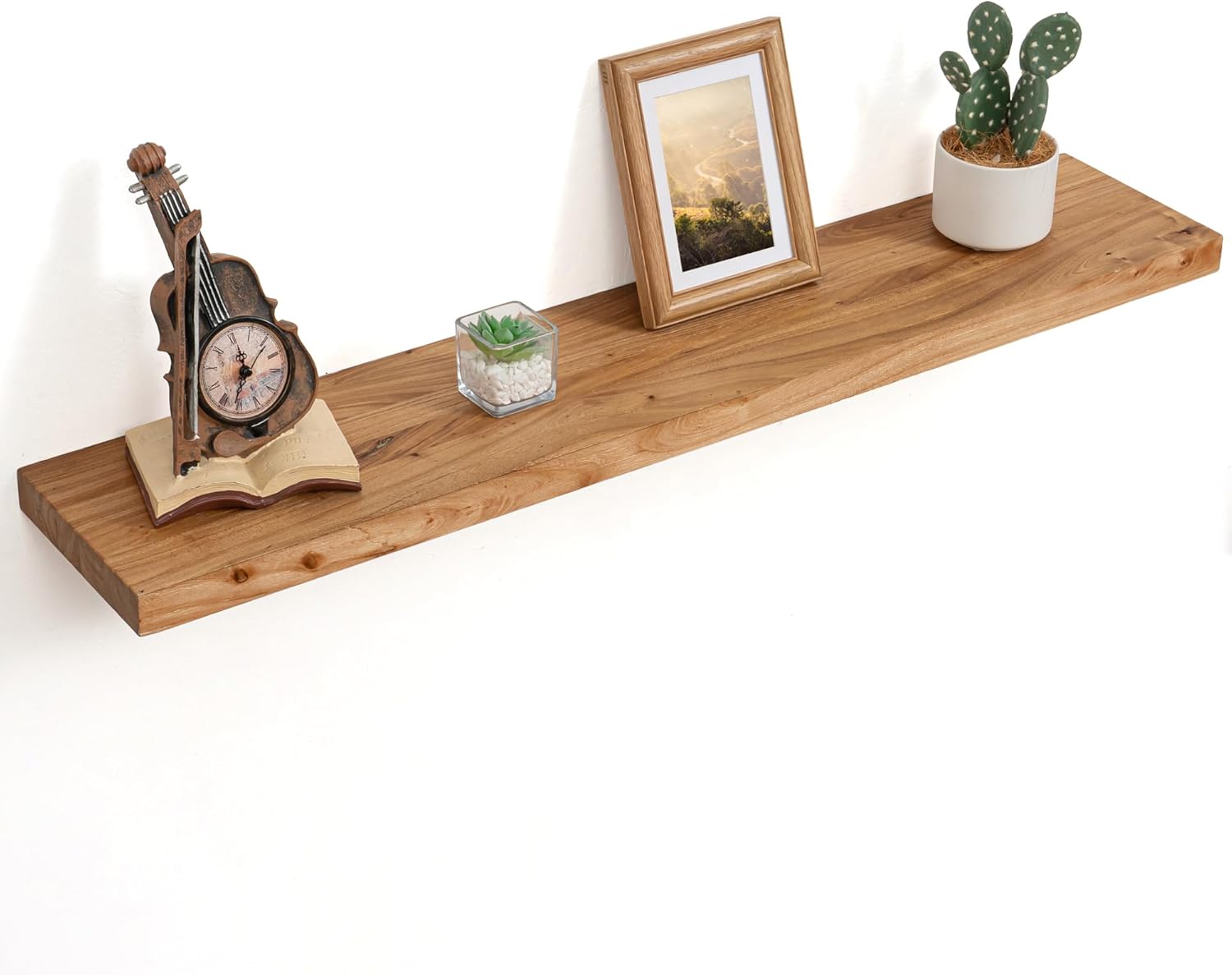 Floating Shelves for Wall Decor, 8" Deep Rustic Solid Elm Wood Floating Shelves Wall Mounted, Wall