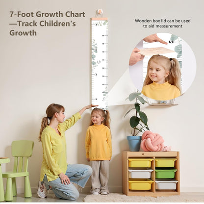 Growth Chart for Wall 7 Ft Height Chart with Keepsake Box & Hook Waterproof Canvas Measure Wall