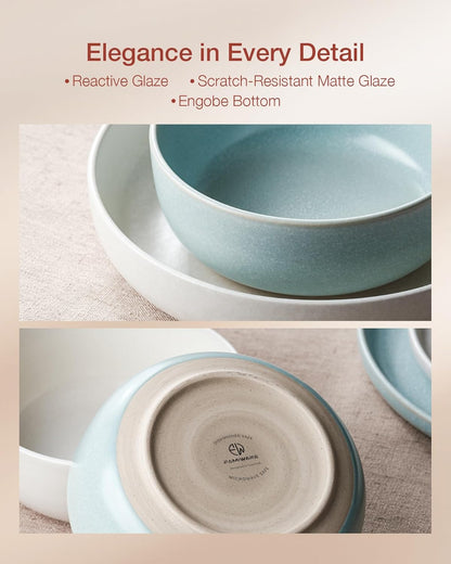 Famiware Milkyway Plates and Bowls Sets, 12 Pieces Dinnerware Sets, Reactive Glaze Dish Set