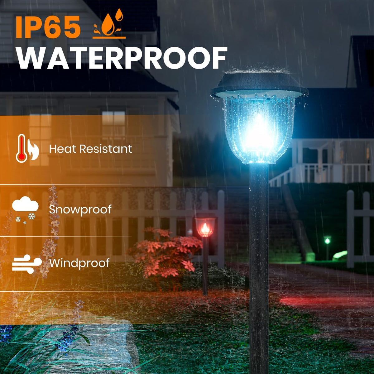 AOSEA 4 Pack Solar Pathway Lights Outdoor Waterproof - Auto RGB Color Changing Solar Lights for