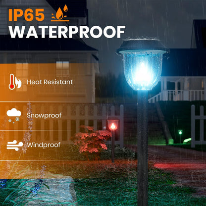 AOSEA 4 Pack Solar Pathway Lights Outdoor Waterproof - Auto RGB Color Changing Solar Lights for