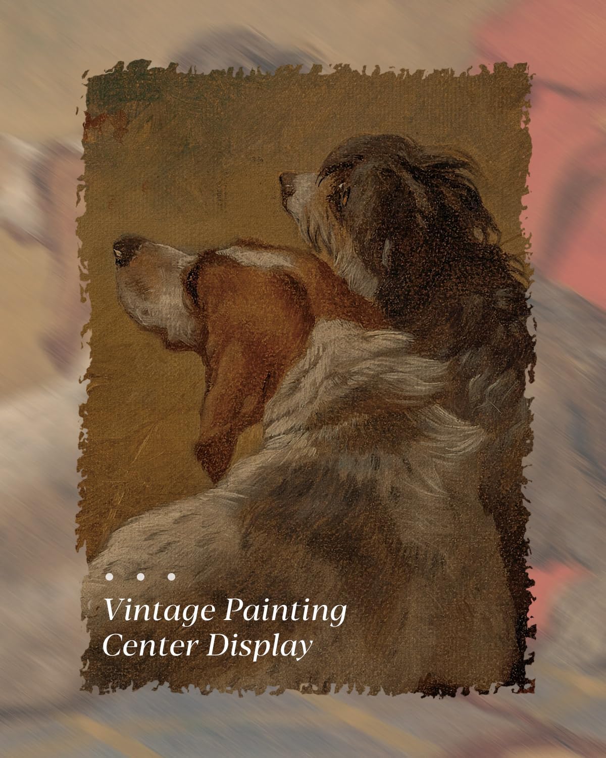 HUARCEY Gold Framed Vintage Wall Art for Living Room Dogs Oil Painting Wall Decor– Cozy Pet-Themed