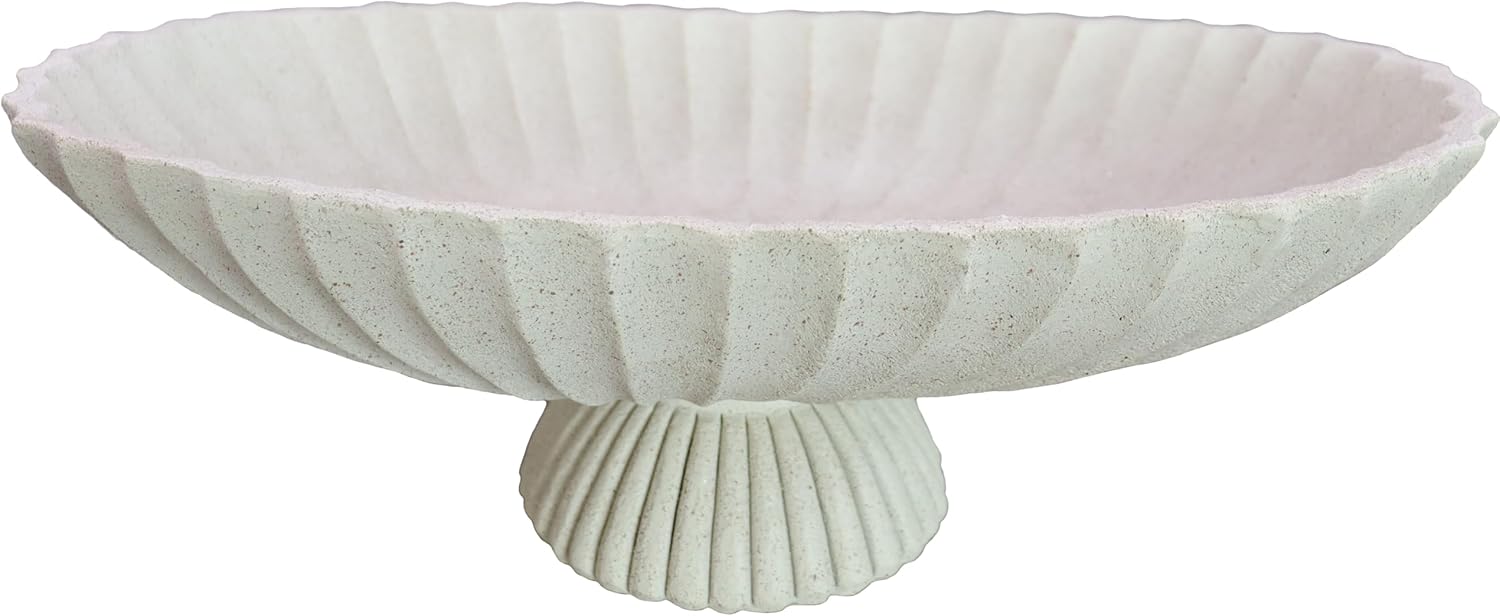 14.5" Large Decorative Long Bowl decor - Fluted Scalloped Decorative Bowls for Home Decor - Ruffle