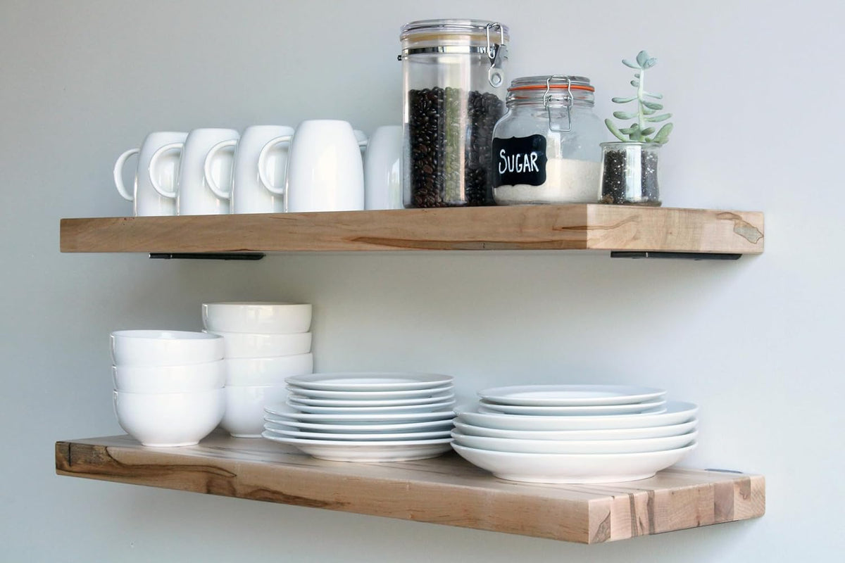 Urban Legacy Deep Floating Shelves | Wormy Maple with Furniture Grade Clear Coat | Low Profile