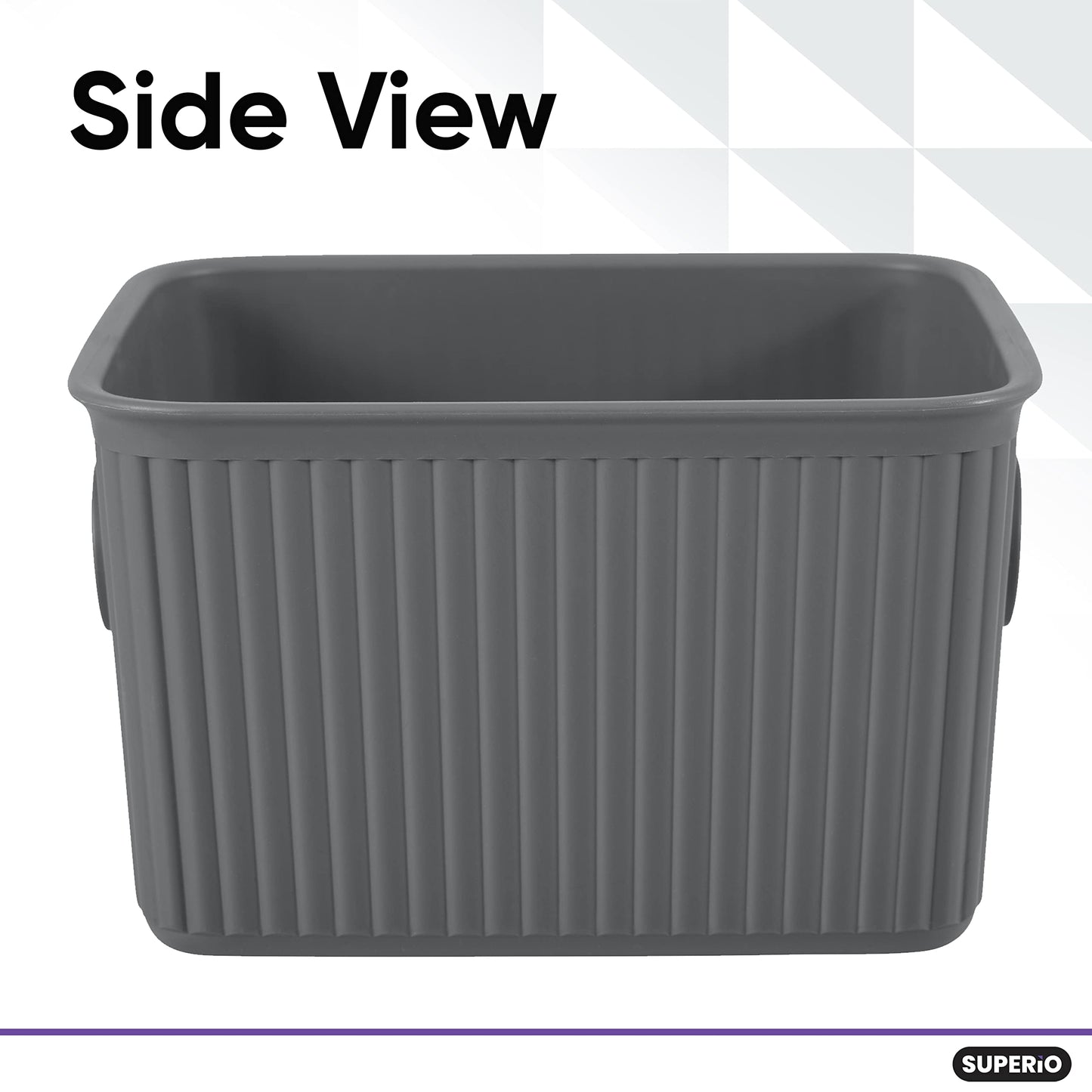 Superio Decorative Plastic Basket Open Home Storage Bins Organizer Baskets, Small, Grey (8 Pack)