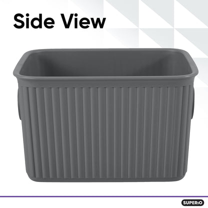 Superio Decorative Plastic Basket Open Home Storage Bins Organizer Baskets, Small, Grey (8 Pack)