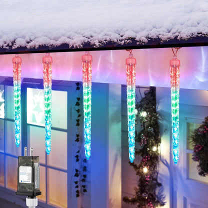 Christmas Meteor Shower Icicle Lights Outdoor, 19.8Ft With 20 Large Tube 480 LED Dropping Effect