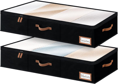 StorageWorks Extra Large Under Bed Storage Containers with Handles and Label Holder, 2 Pack