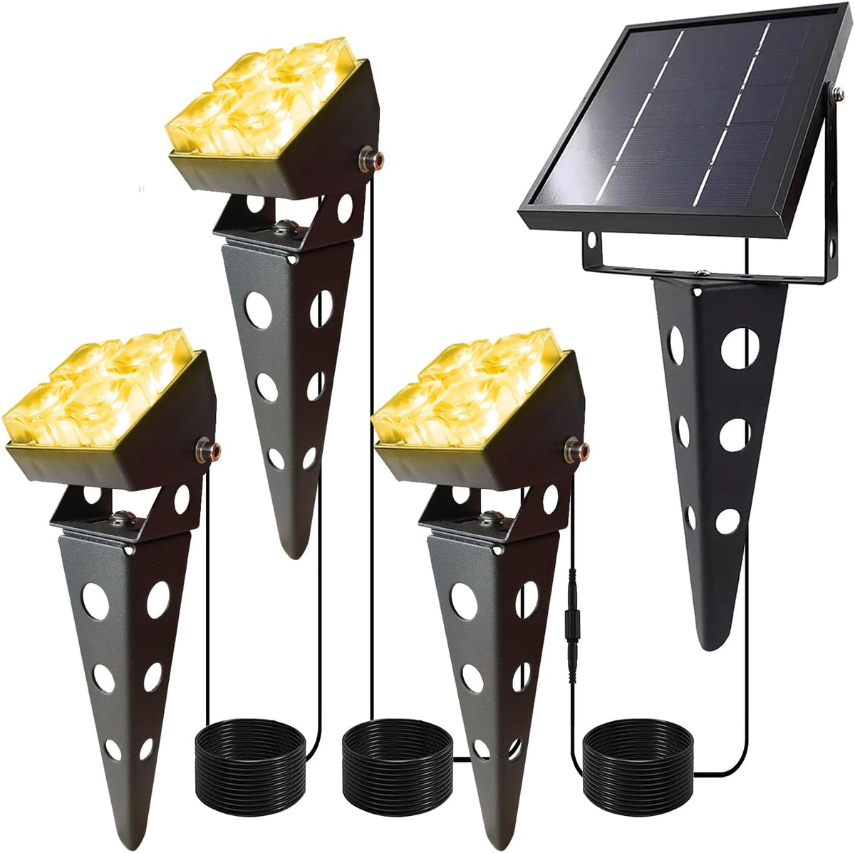 Solar Spotlights Outdoor Waterproof IP65 Landscape Spot Lights with Metal Stake 42ft Cable 3-in-1