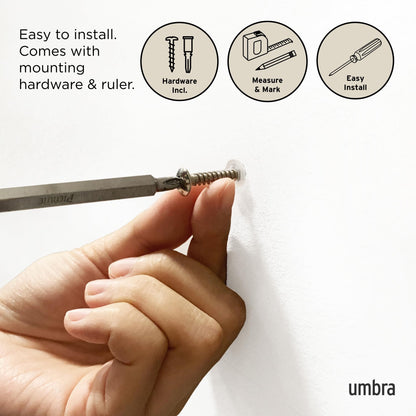 Umbra Flip Coat Rack, Wall Mount 8-Hook, Space Saving, White