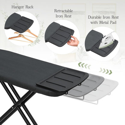 Ironing Board 48x15, Wide Heavy Duty Full Size Iron Board with Retractable Iron Rest, BlissBoard