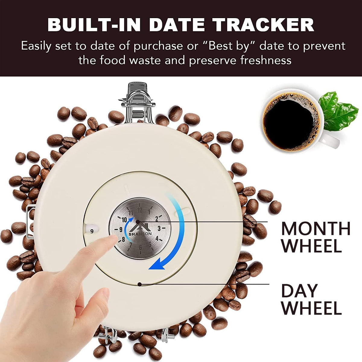 ShanSon Coffee Canister Airtight Coffee Container Stainless Steel Coffee Bean Storage Container