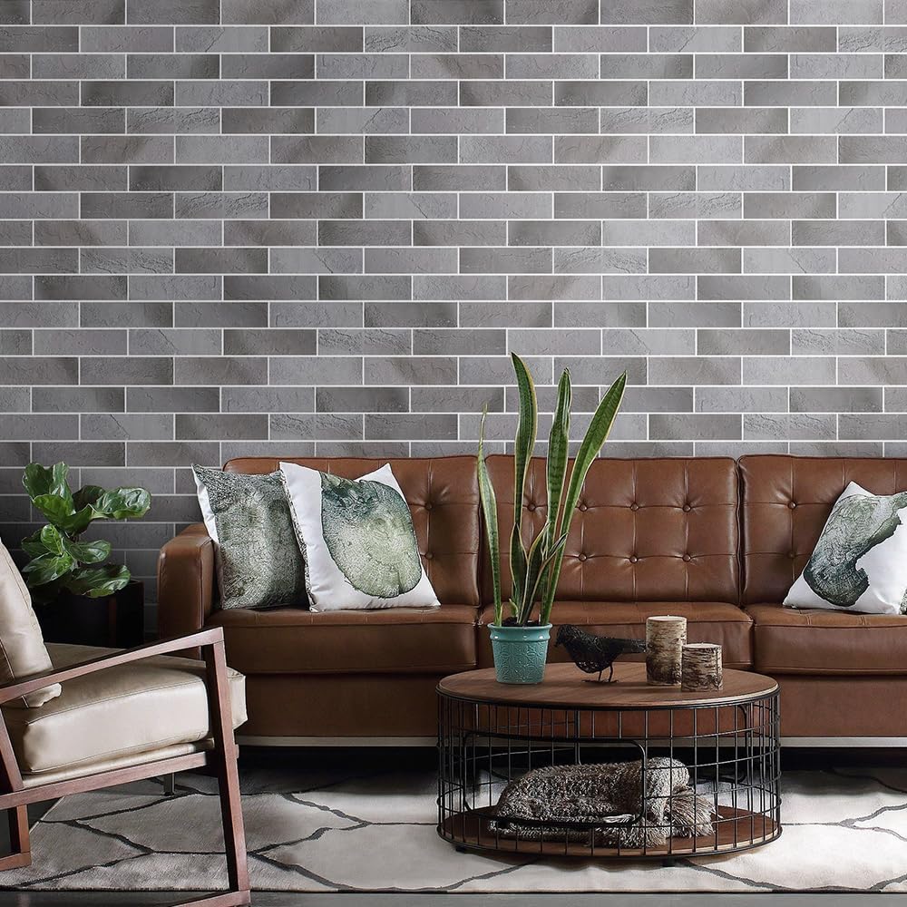 Vintage Faux Brick Wall Tiles, 3D Thin Brick Veneers for Bedroom, Bathroom, Kitchen, Fireplace and